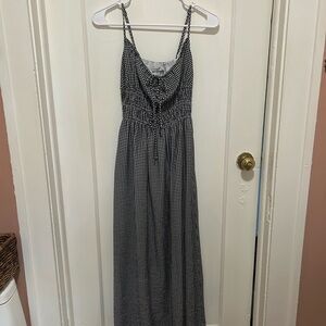 Abercrombie & Fitch Smocked Tie-Front Maxi Dress in Gingham
